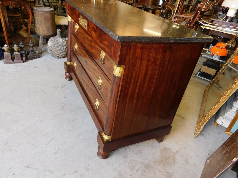 Empire dresser 4 drawers in mahogany and bronze