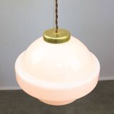 Mid-Century Italian Opaline and Brass Pendant Lamp