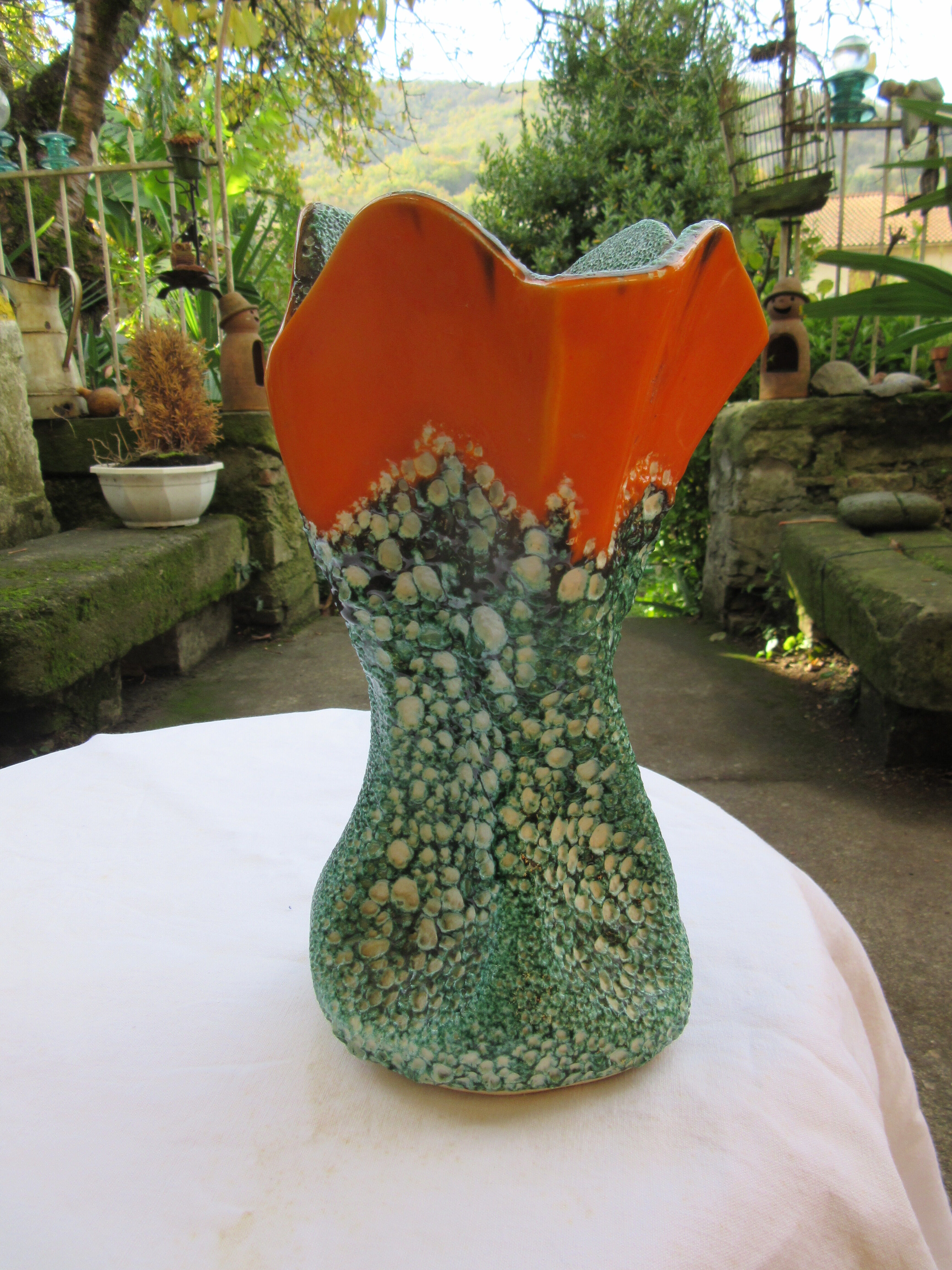 Green and orange vase