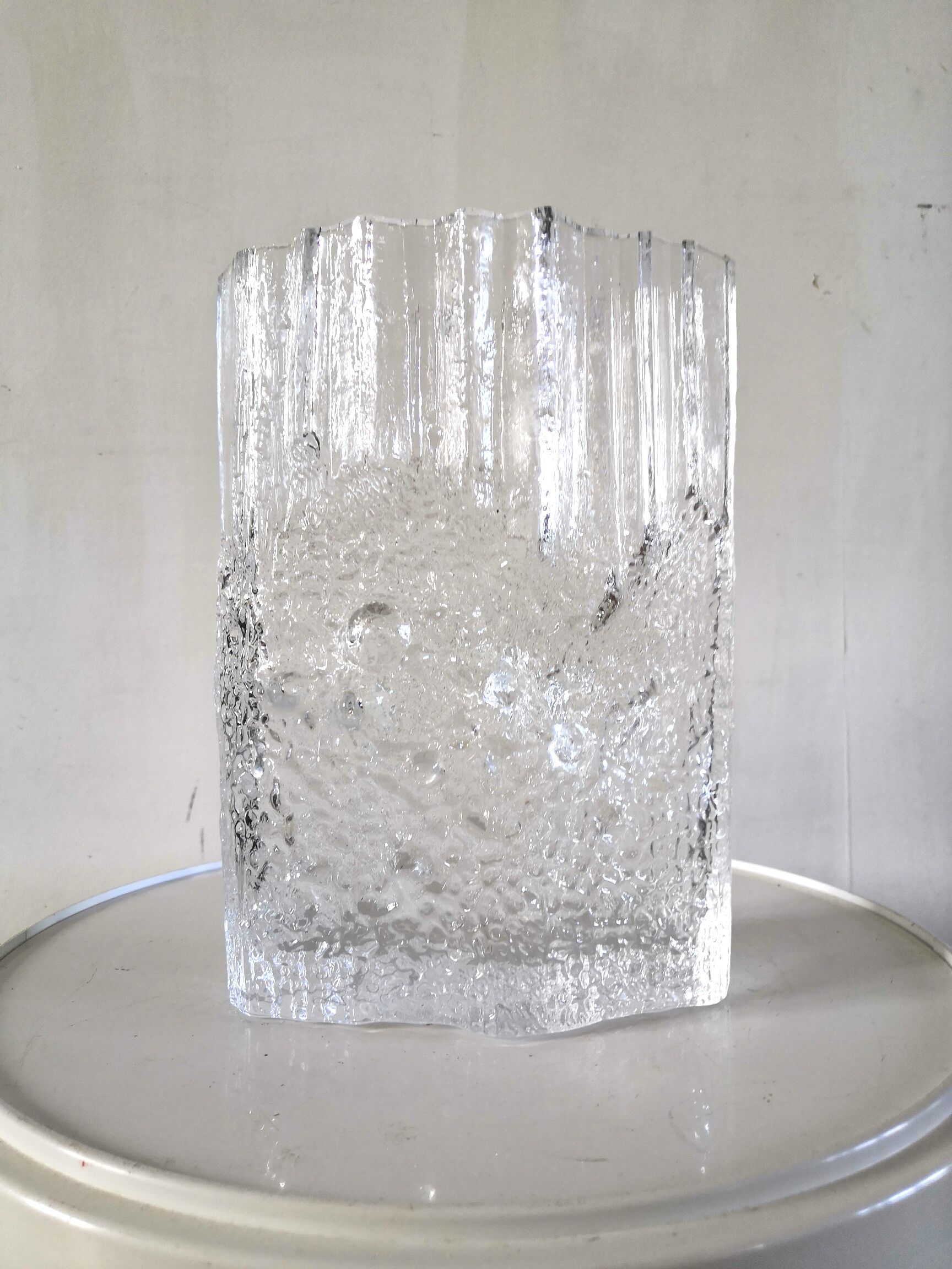 Vase en verre givré design Tapio Wirkkala pour Littala années 60 - 70