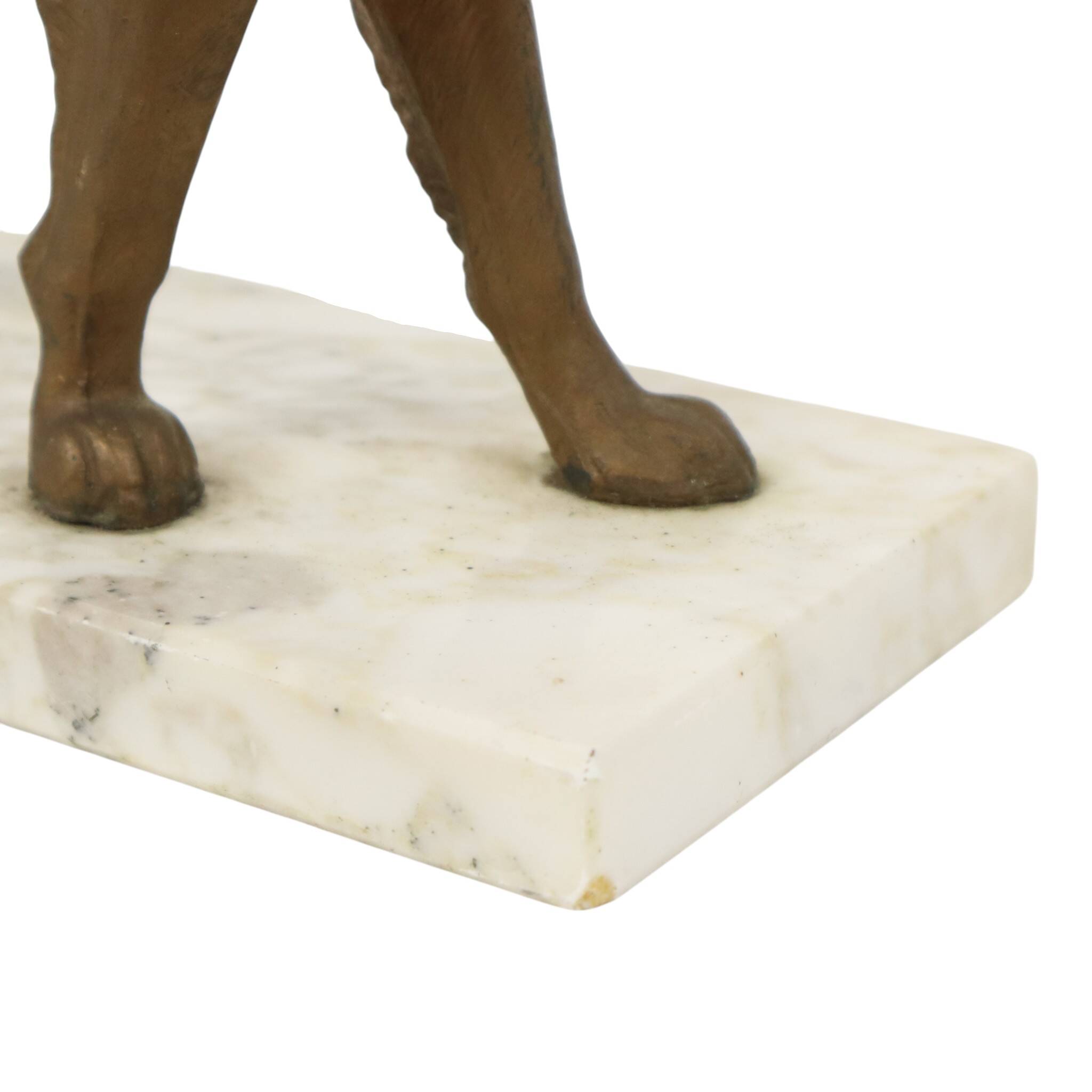 Art Deco Dog on Marble Base, Gold-colored Zamak