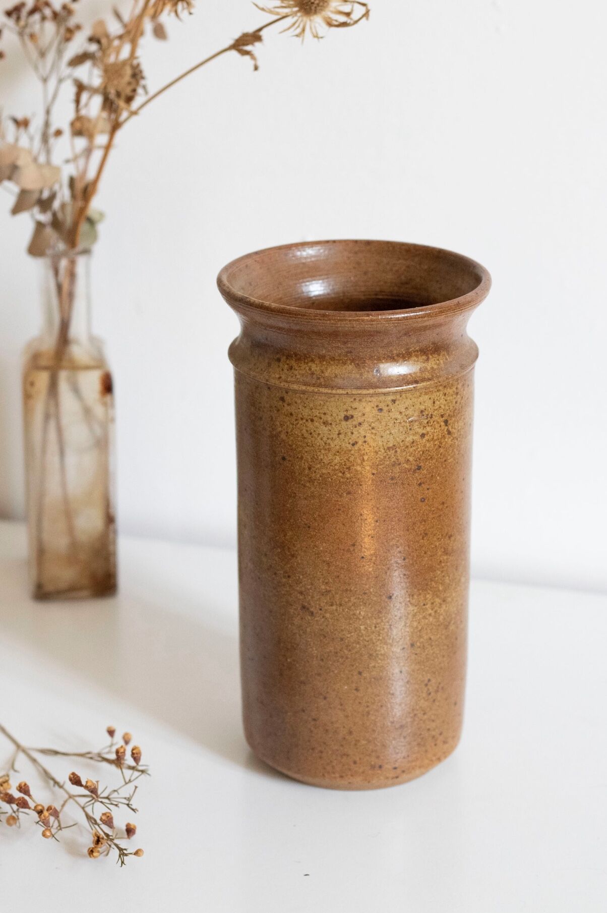 Vintage stoneware vase signed