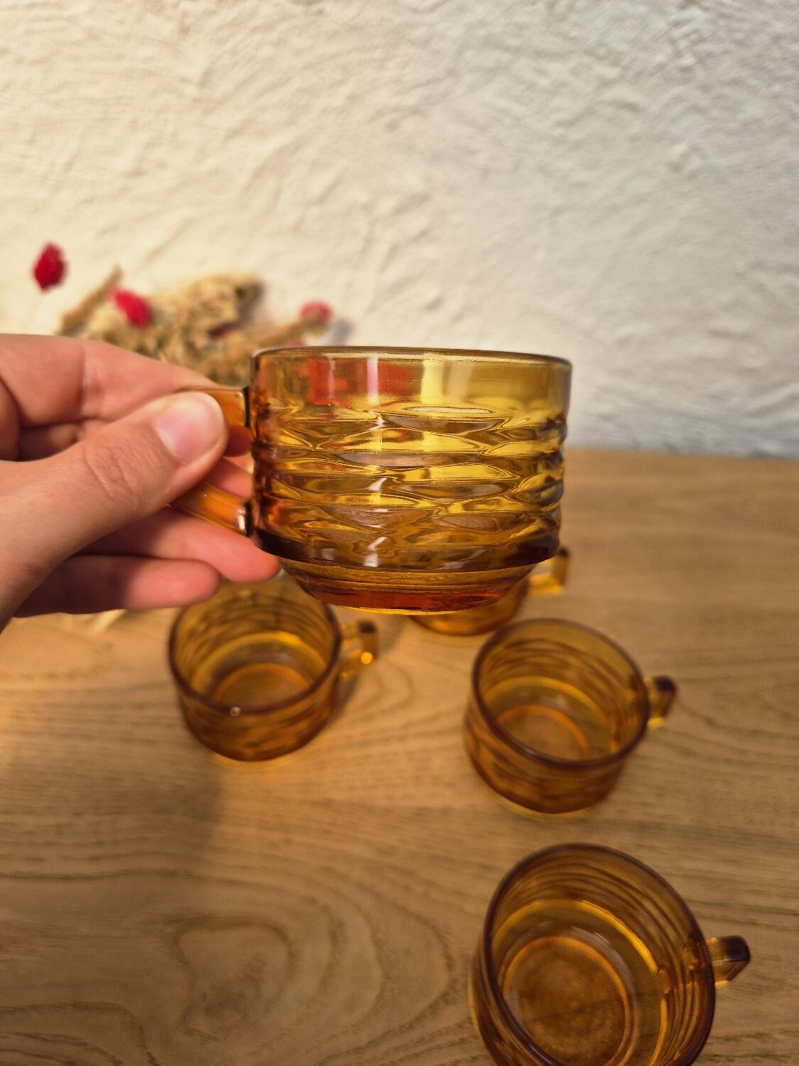 Amber glass cups