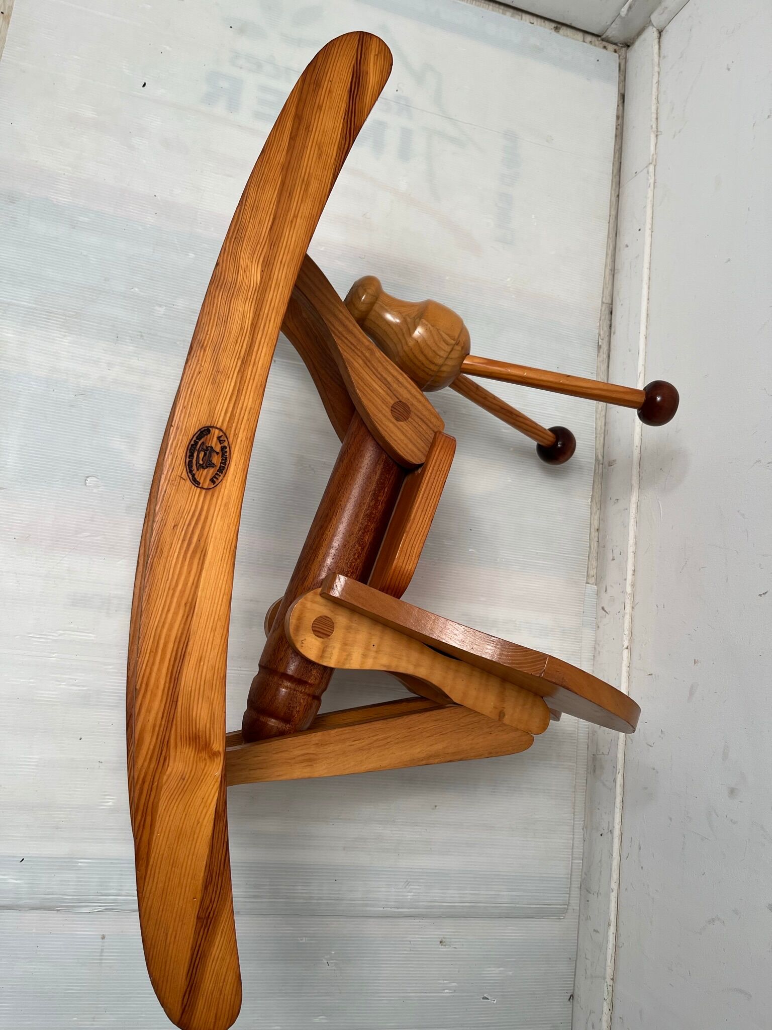 Vintage rocking wooden grasshopper chair