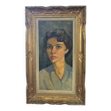 Painting, Maurice Chapuis, portrait of a woman, oil on canvas, 1961, framed
