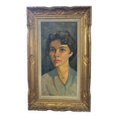 Painting, Maurice Chapuis, portrait of a woman, oil on canvas, 1961, framed