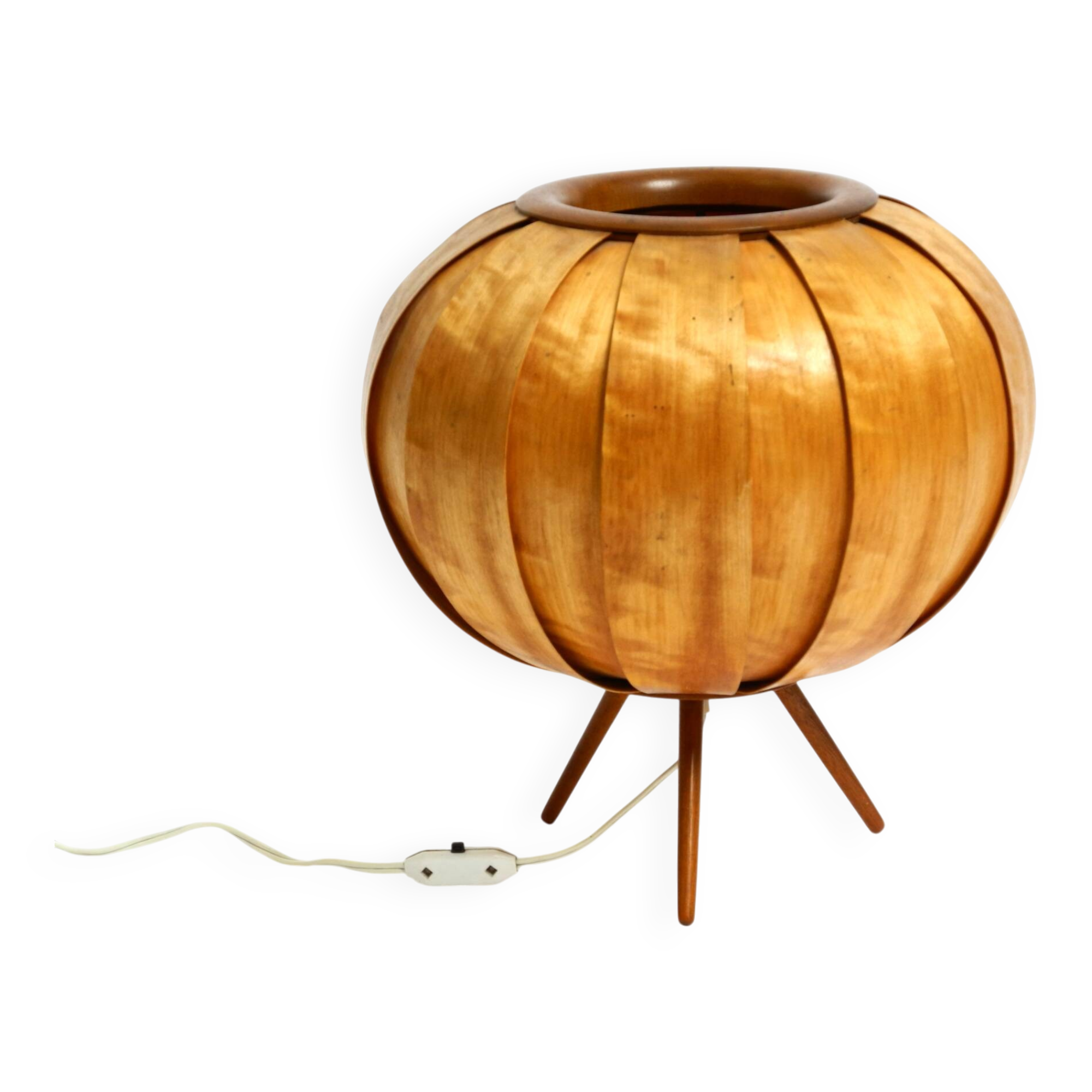Large Mid Century Modern bentwood lamella tripod Table Lamp