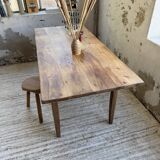 1950s pine and oak farmhouse table with multiple drawers