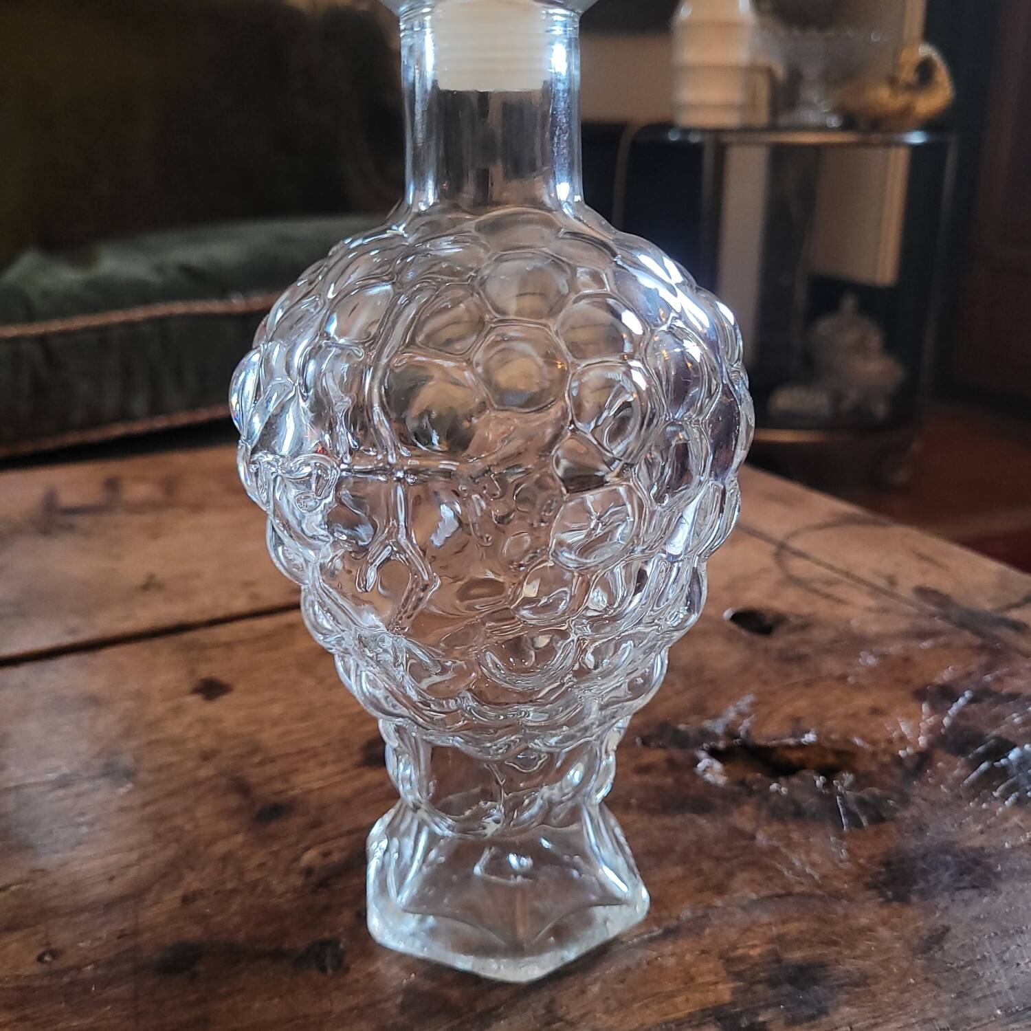 Moulded glass carafe with grape cluster decoration – 1950s