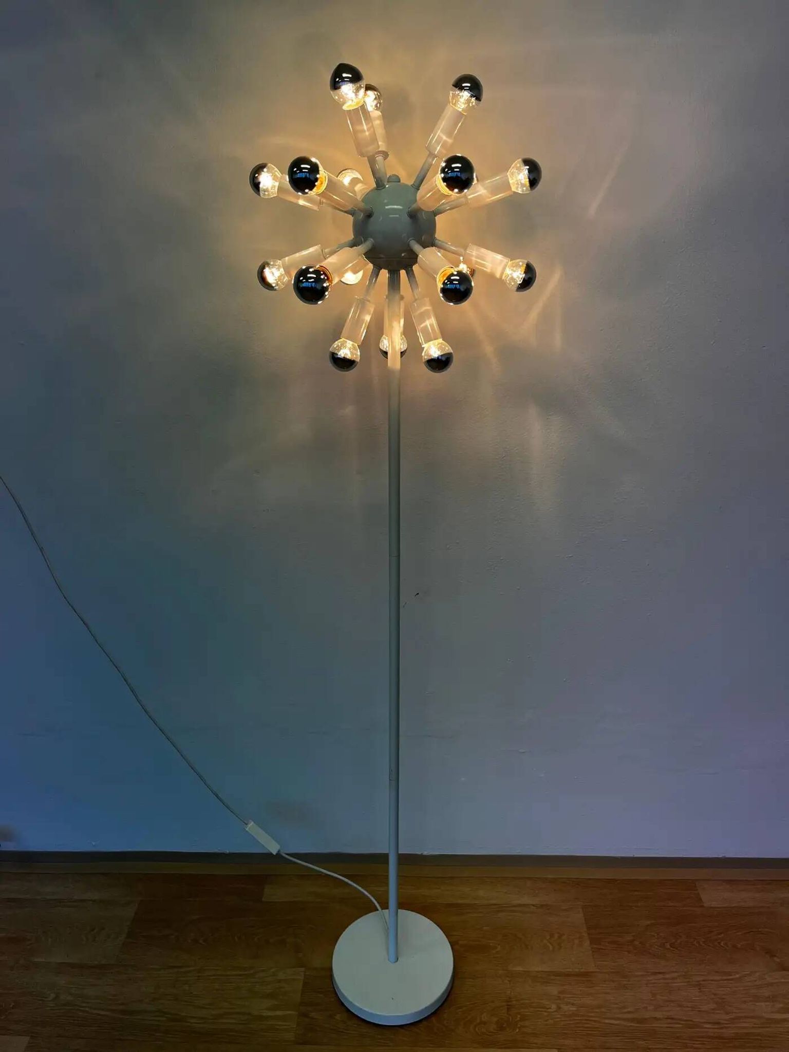 Rare mid-century white floor lamp Sputnik - Atom, around 1980s