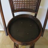 Set of 2 swivel bar stools / chairs - wood - cane - rattan - 80s