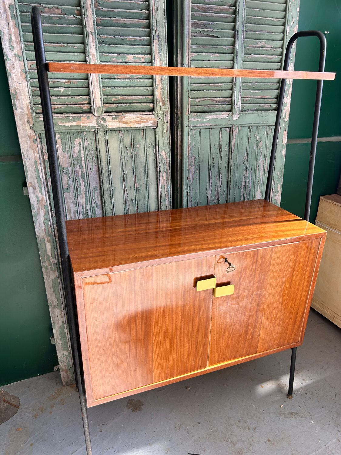 High modernist buffet in mahogany and metal