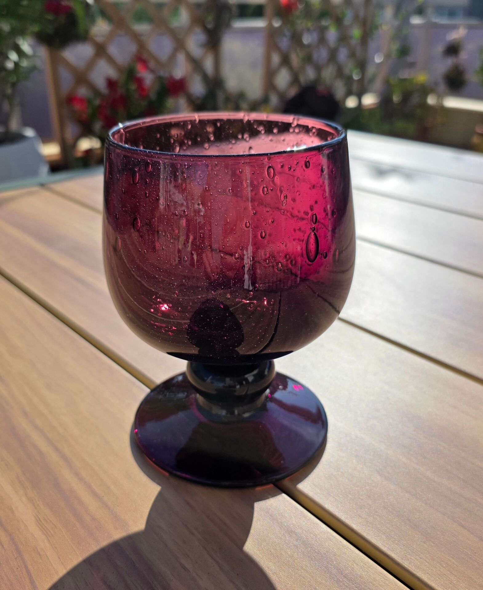 Large purple bubble glass lantern biot – signed