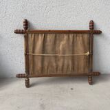 miroir ancien en bois tourné imitation bambou 1940