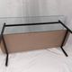Modernist coffee table with double glass top and black metal - 1950s.