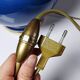 Vintage lamp Att. Le Dauphin in cobalt blue and gold ceramic, 1960s-1970s.