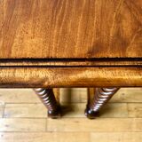Pedestal table with octagonal tray in turned walnut