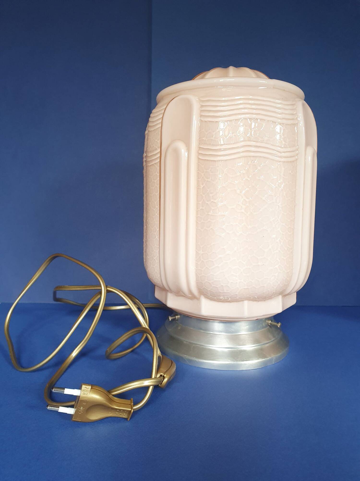 Pair of large pink art deco table lamps France