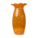 Orange Murano glass vase, XL 34cm, 1970s Italy, white stripes and wavy rim