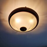 Mid-century ceiling light in brass and white opaline, 1950s