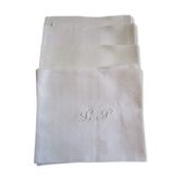 8 serviettes anciennes damassées-monogrammées brodées:81x68cm