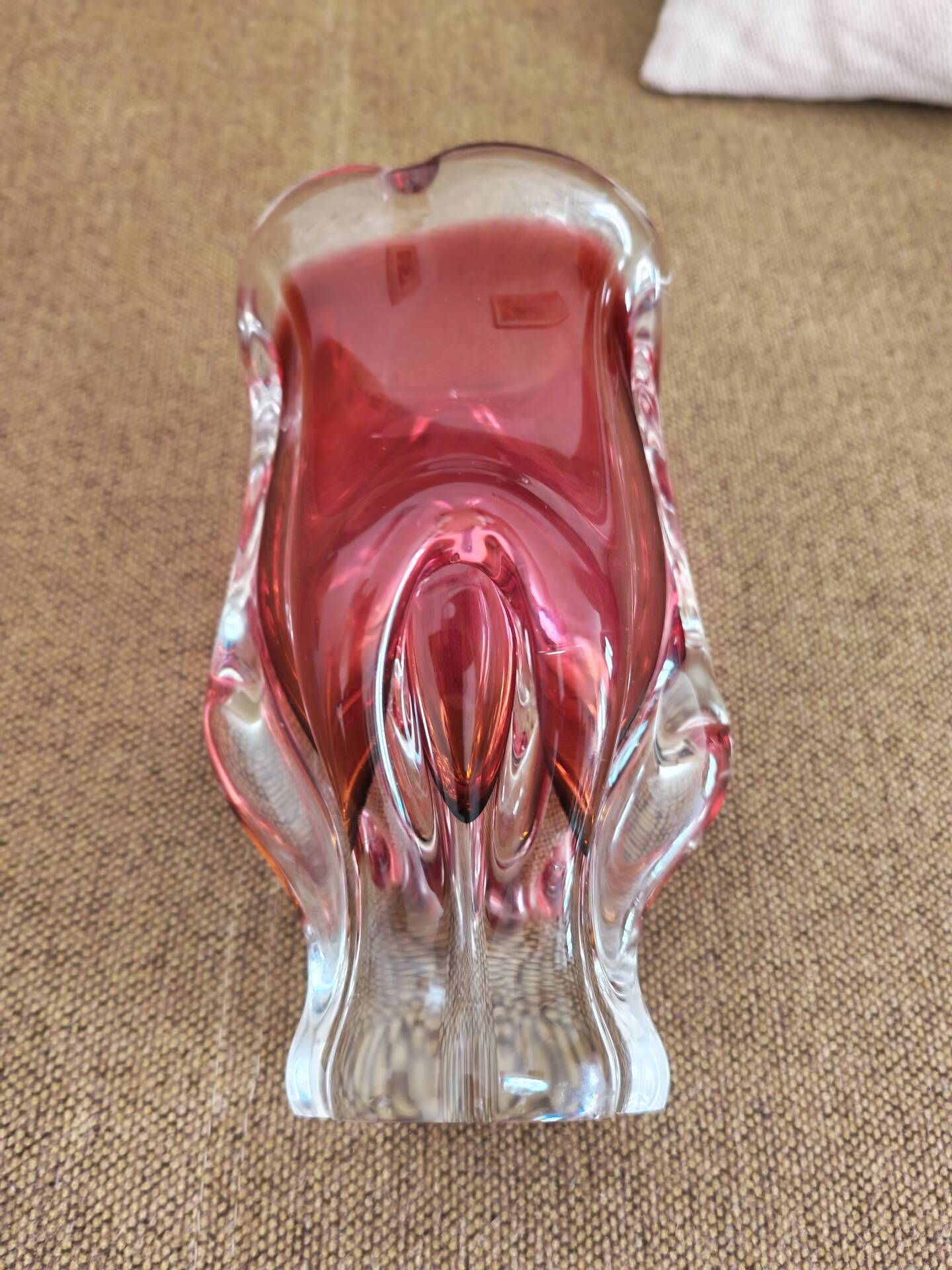 Art vase made of blown glass by Josef Hospodka, Bohemia 1960.