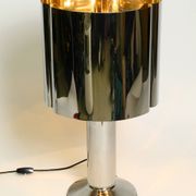 Heavy huge XXL 1970s metal chrome table lamp with metal shade | Heigh 75 cm