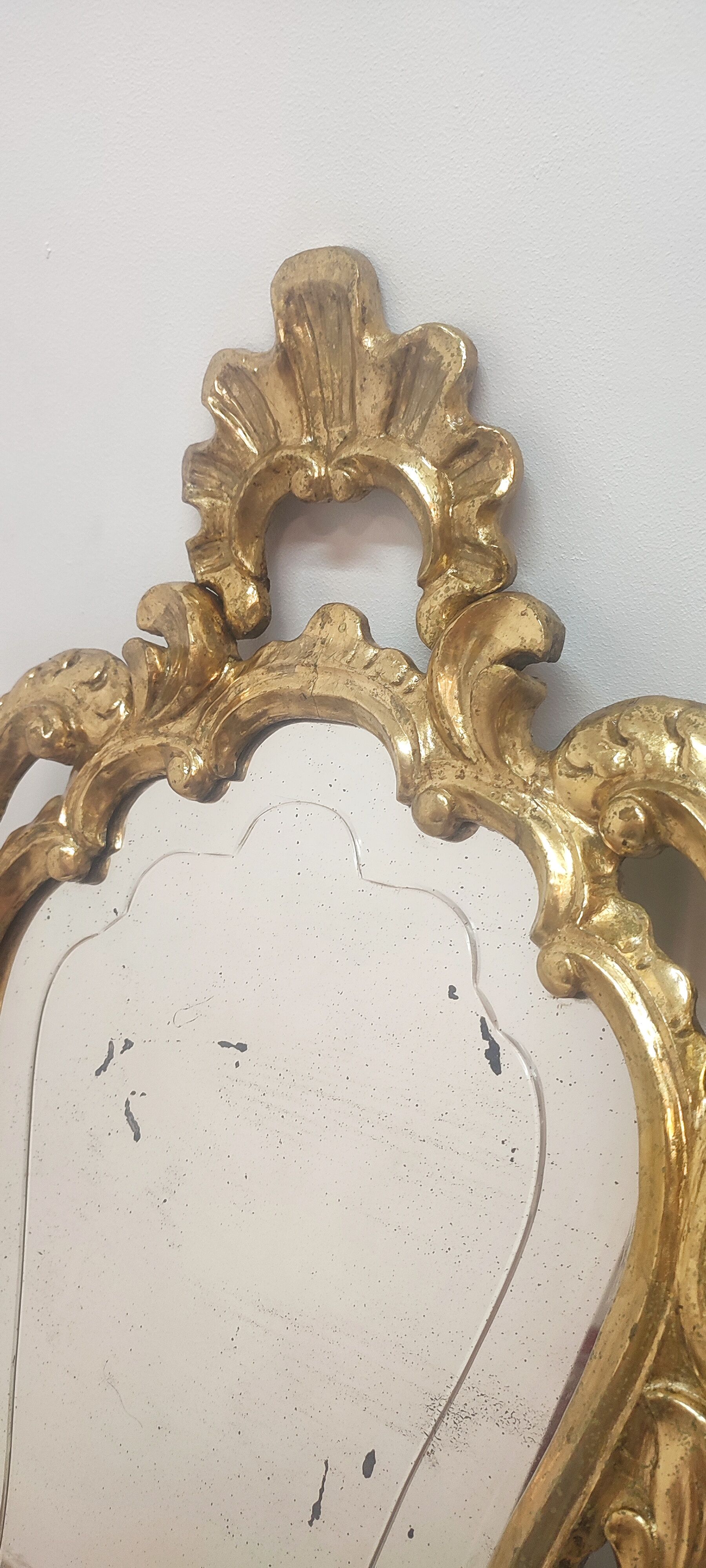 Baroque mirror of gilded wood. France, 1950s