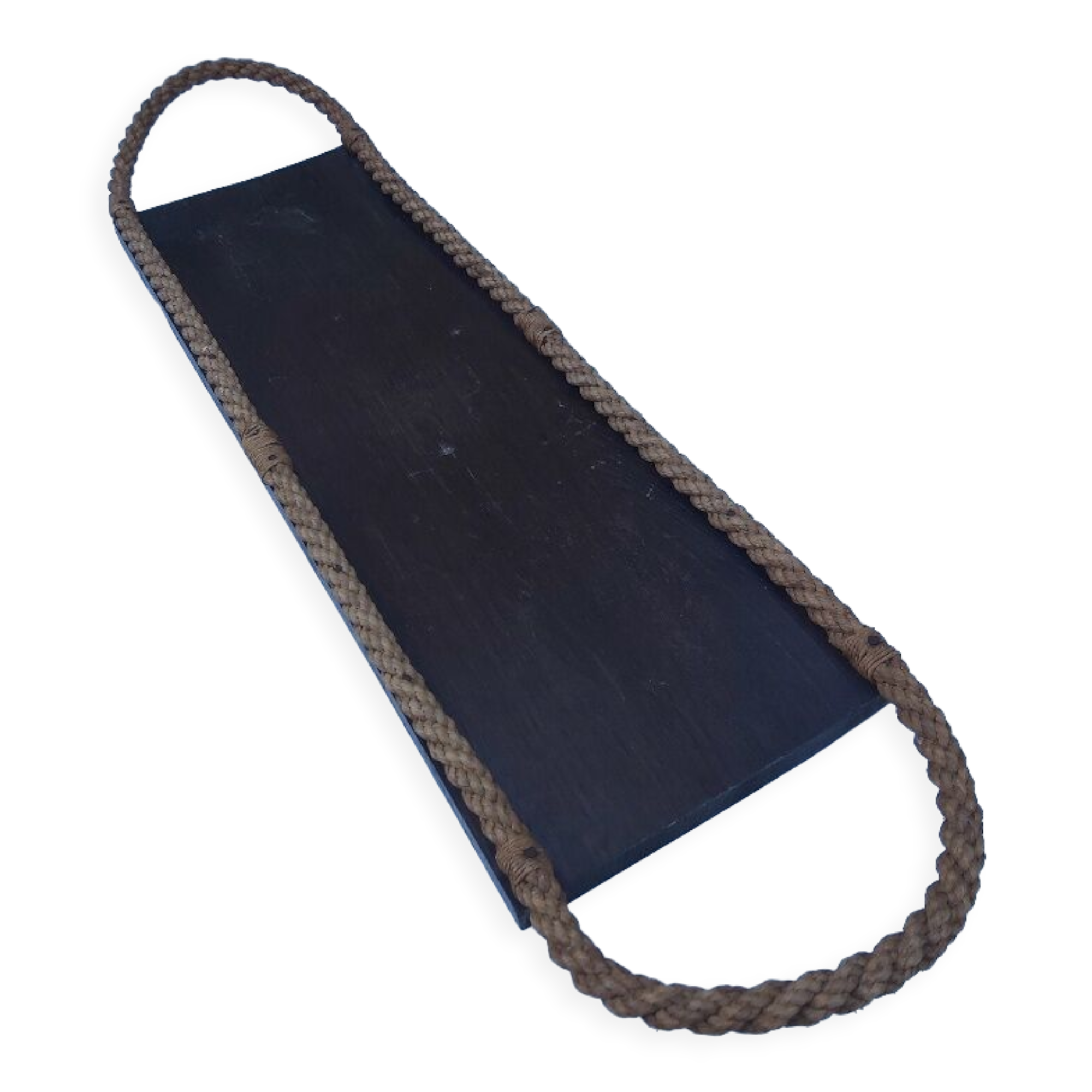 Vintage wooden and rope tray