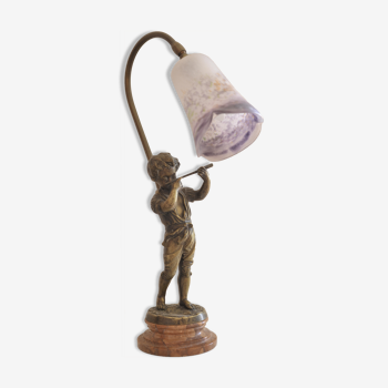 Lampe en bronze "Farbel" avec joueur de flute