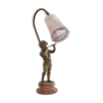 Lampe en bronze "Farbel" avec joueur de flute