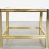 Table d'appoint/table basse vintage Hollywood Regency avec plateau en verre