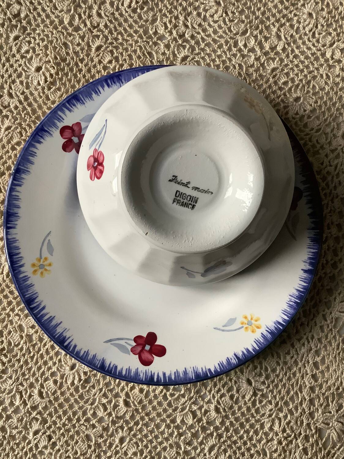 Lot 3 bols+3 assiettes Digoin Sarreguemines