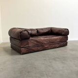 Canapé-lit en cuir vintage, années 1970