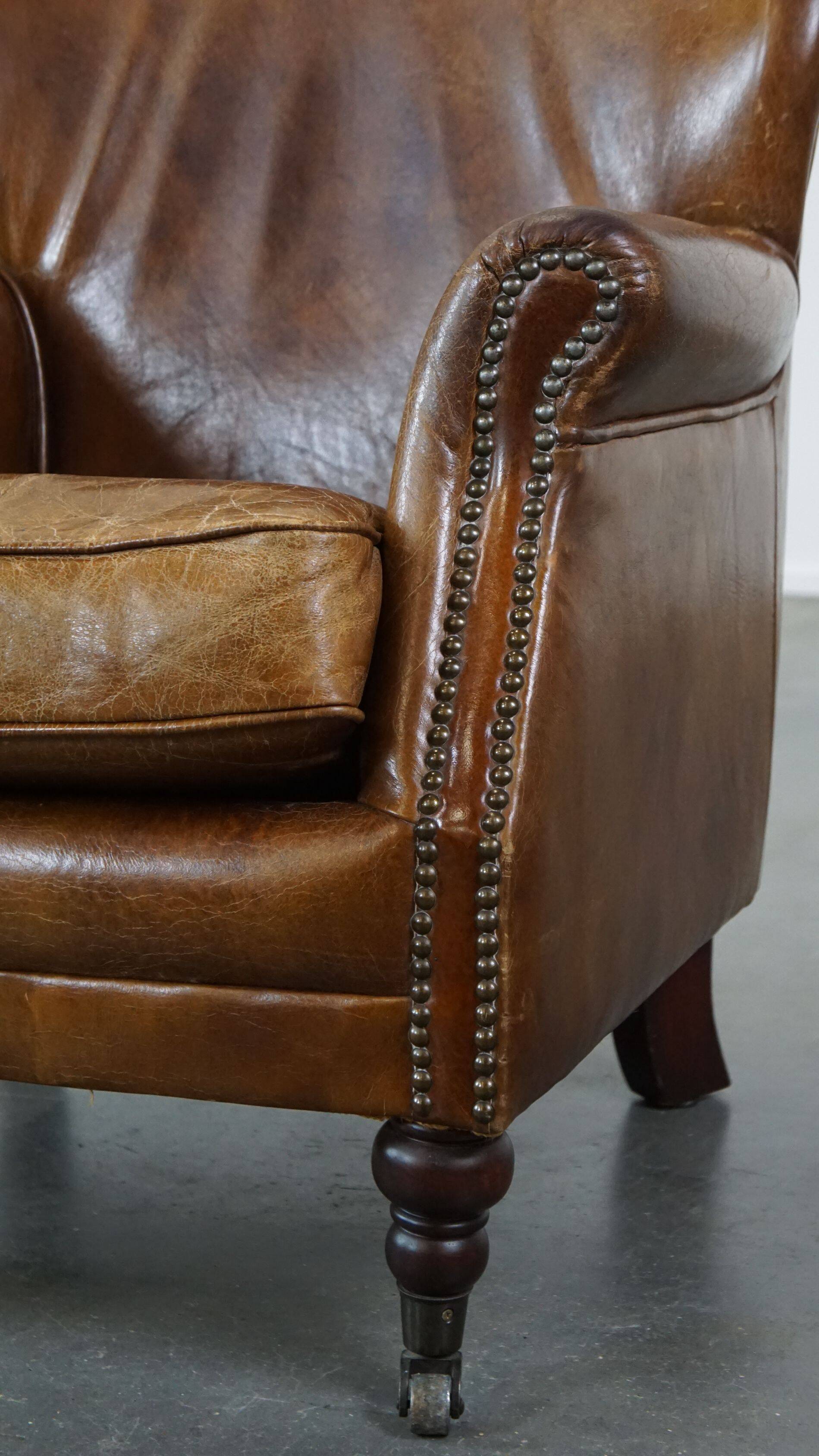 Cognac-colored subtle armchair