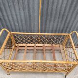 Vintage rattan wicker baby crib