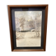 Watercolor framed by a snowy landscape