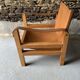 Safari armchair in wood and leather -1950's