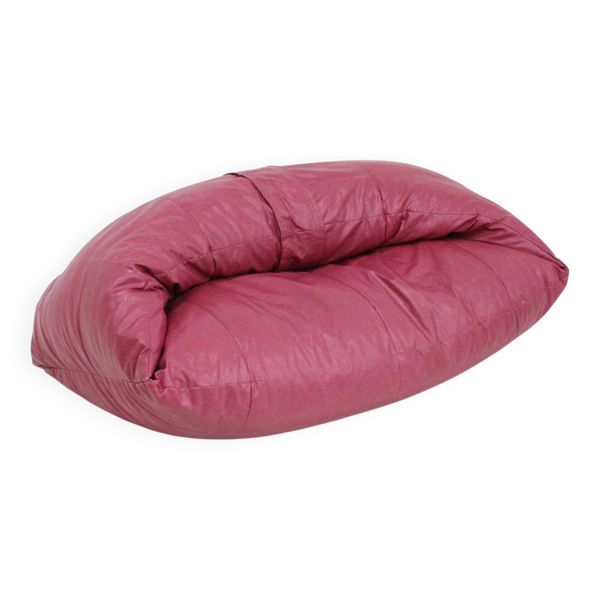 Canapé croissant vintage Raphael Raffel en cuir rose 1970 — Beyit