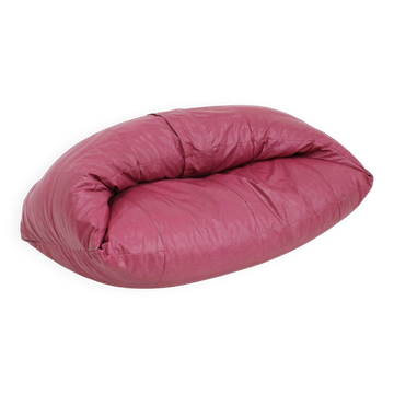 Canapé croissant vintage Raphael Raffel en cuir rose 1970
