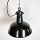 Industrial Black Enamel Factory Lamp with Cast Iron Top, 1950s