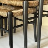 Vintage straw nesting stools, 60s design