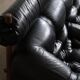 Percival Lafer MP-81 three seater sofa in black leather, Brazil 1970s