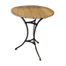 Bistro table in riveted iron and oak top