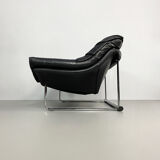 Postmodern leather and chrome sofa, c.1970