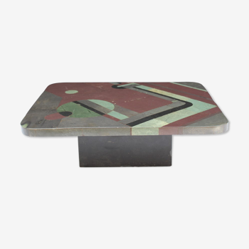 Pierre Elie Gardette slate inlay coffee table