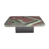Table basse de Pierre Elie Gardette marqueterie d'ardoises