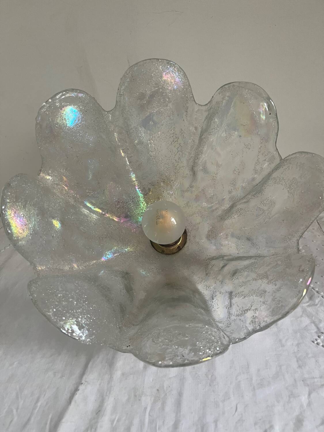 Suspension fleur irisée dans le goût de Kaiser Leuchten, 1960