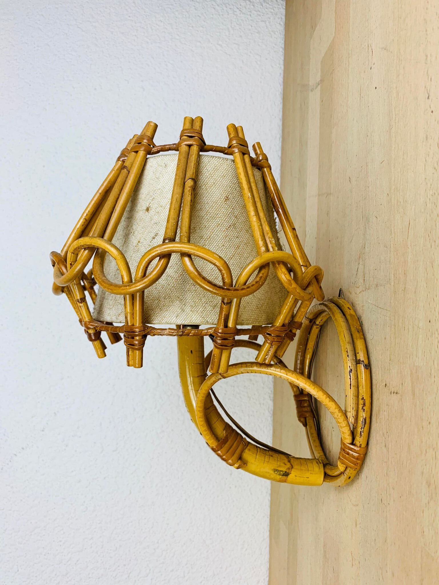 Rattan wall lamp 50s chic jungle style, Sognot