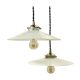 Pair of suspensions bistrot 1920 opaline